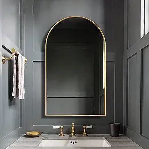 Amazon.com: TinyTimes 26"x38" Arched Wall Mirror, Vanity Mirror, with Metal Frame, for Bathroom, ... | Amazon (US)