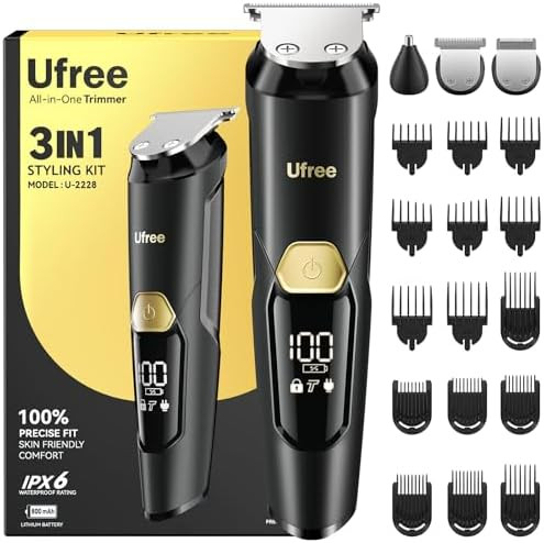 Ufree 3-in-1 Beard Trimmer Kit, Men's Electric Shaver Razor for Mustache Body Nose Facial Hair, P... | Amazon (US)