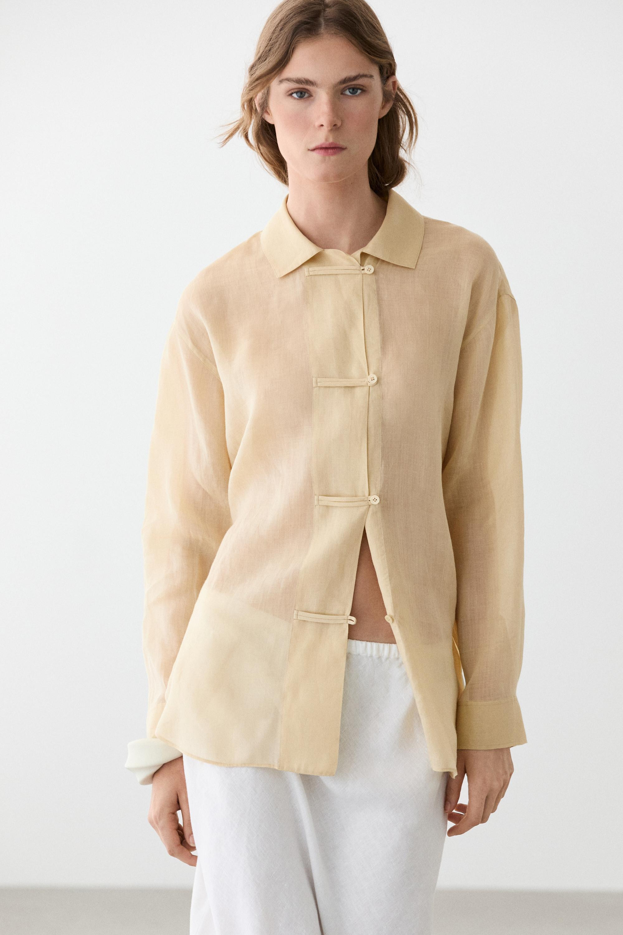Flowing total look 100% ramie shirt | Massimo Dutti UK