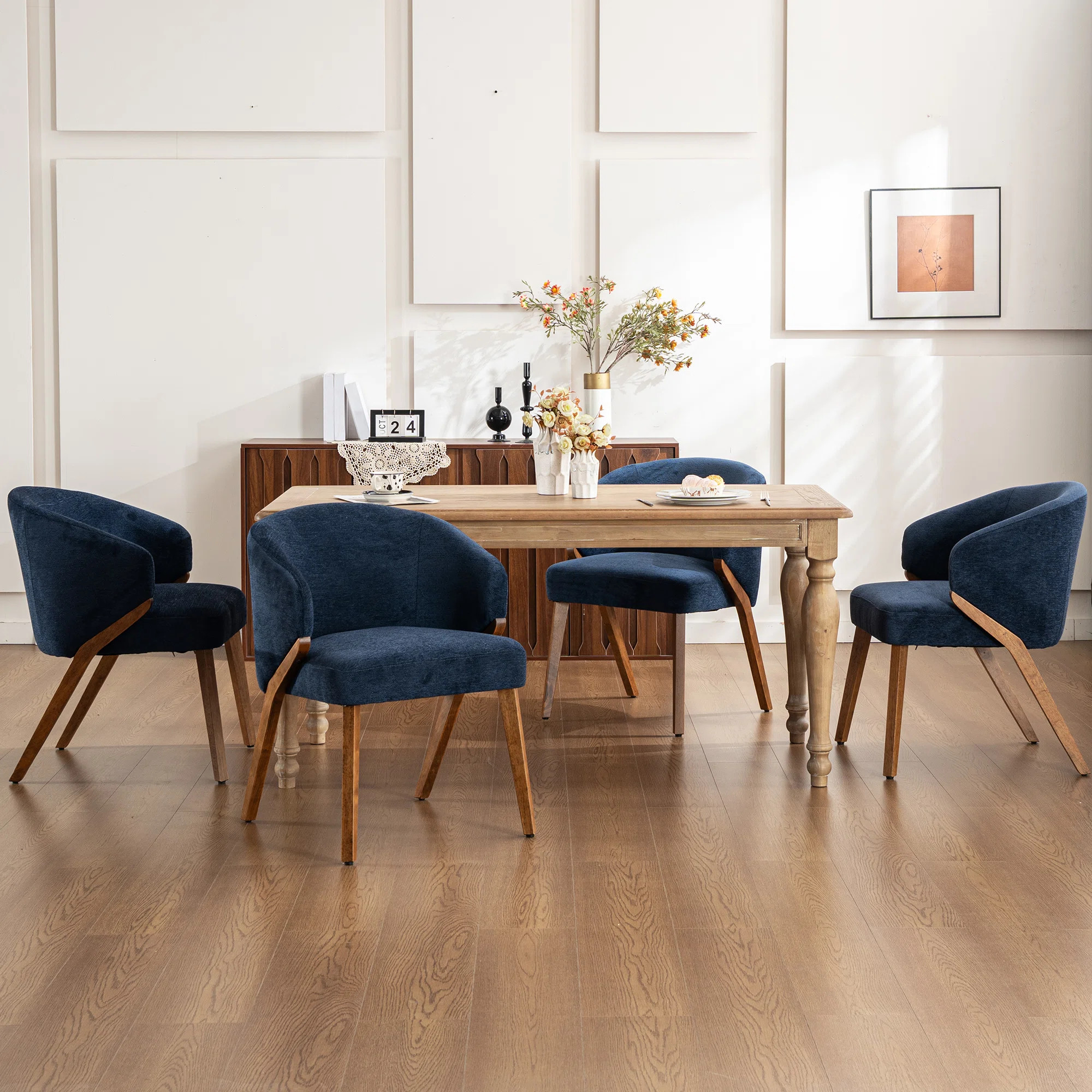 Modern Dining Chairs, Upholstered Fabric Side Chair With Wooden Legs For Kitchen And Dining Room,... | Wayfair North America