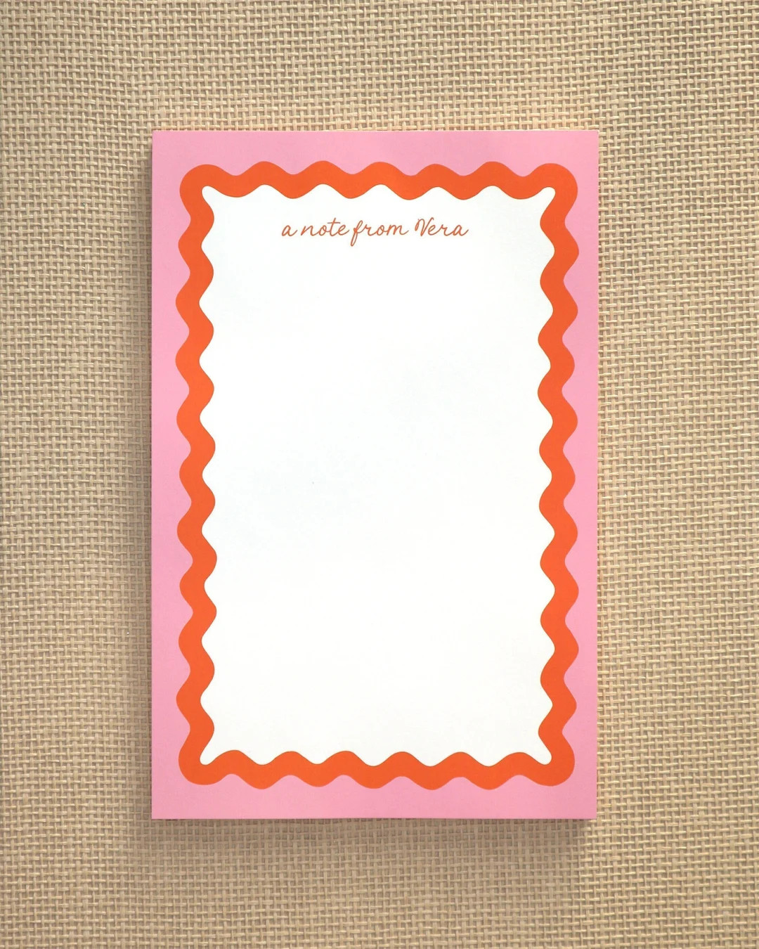 Personalized Notepad | Ric Rac Border | Vera Pink & Orange | 5.5 x 8.5 | 50 Pages | Etsy (US)