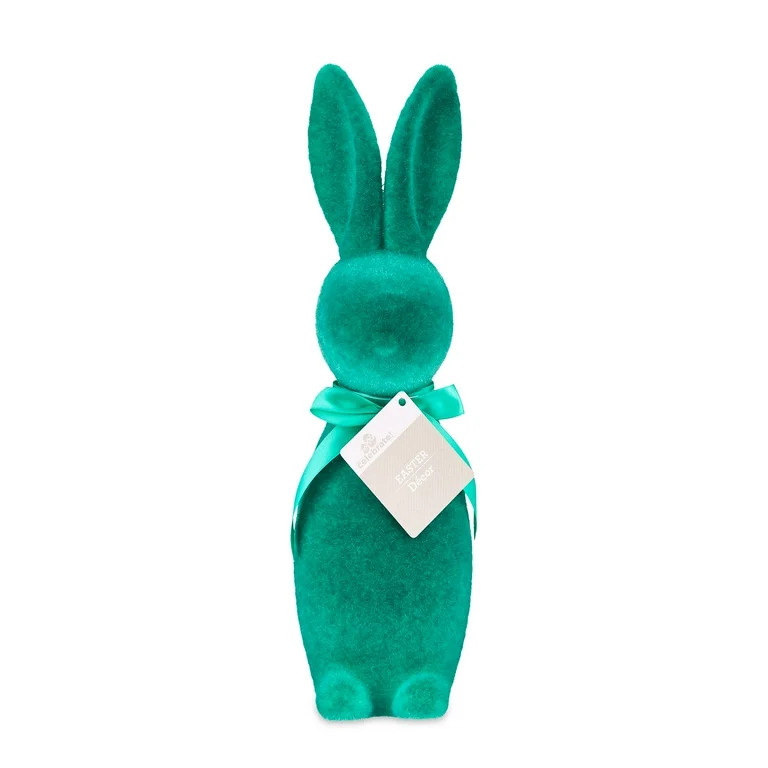 Way to Celebrate Easter Flocked Bunny Decor, Emerald, 16" | Walmart (US)