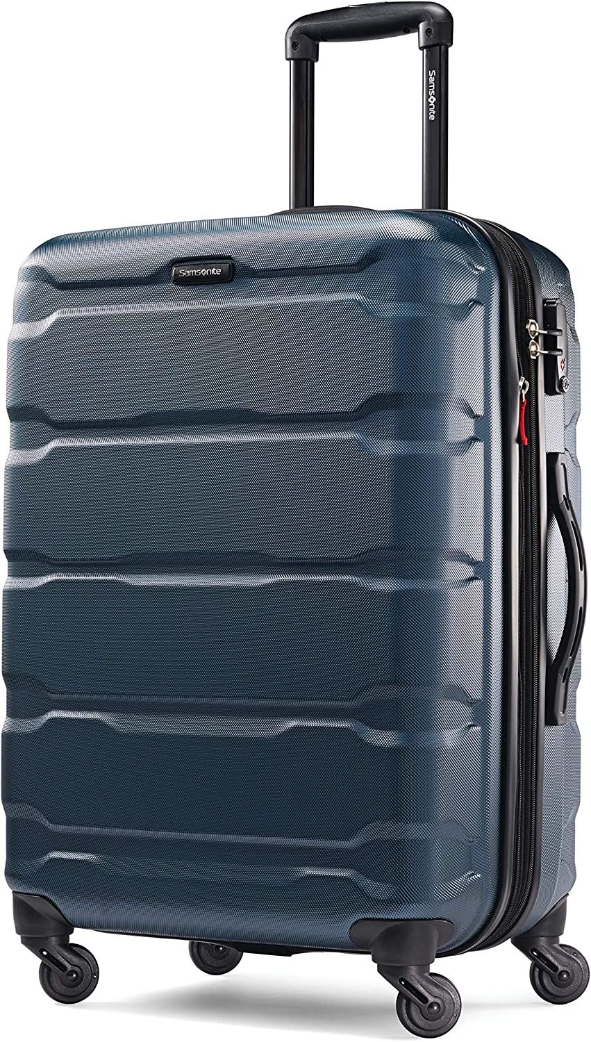 Samsonite Omni PC Hardside Expandable Luggage with Spinner Wheels, Teal, Checked-Medium 24-Inch | Amazon (US)