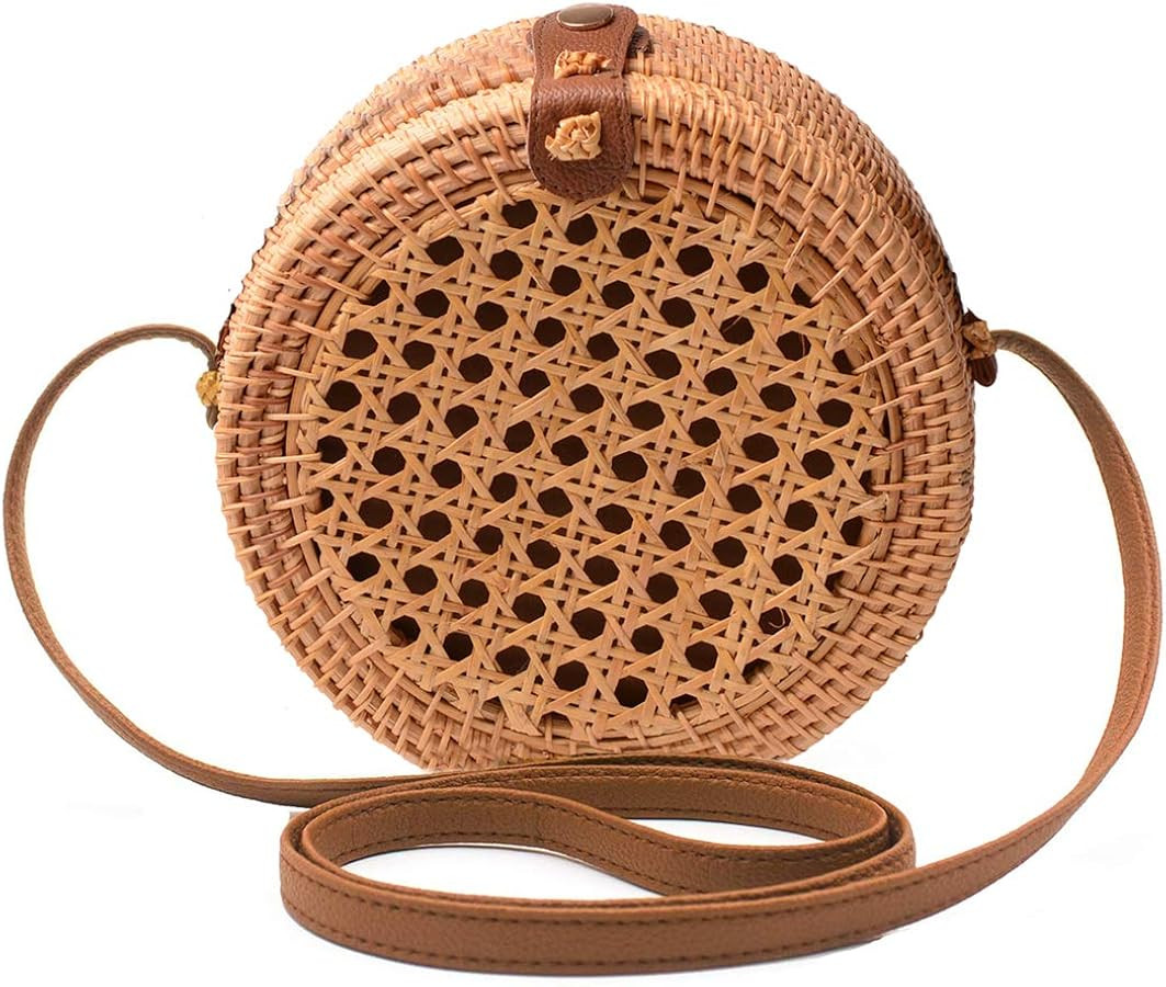 Rattan Summer Straw Beach Bag - Woven Wicker Basket Vacation Purse - Gifts for Women | Amazon (US)