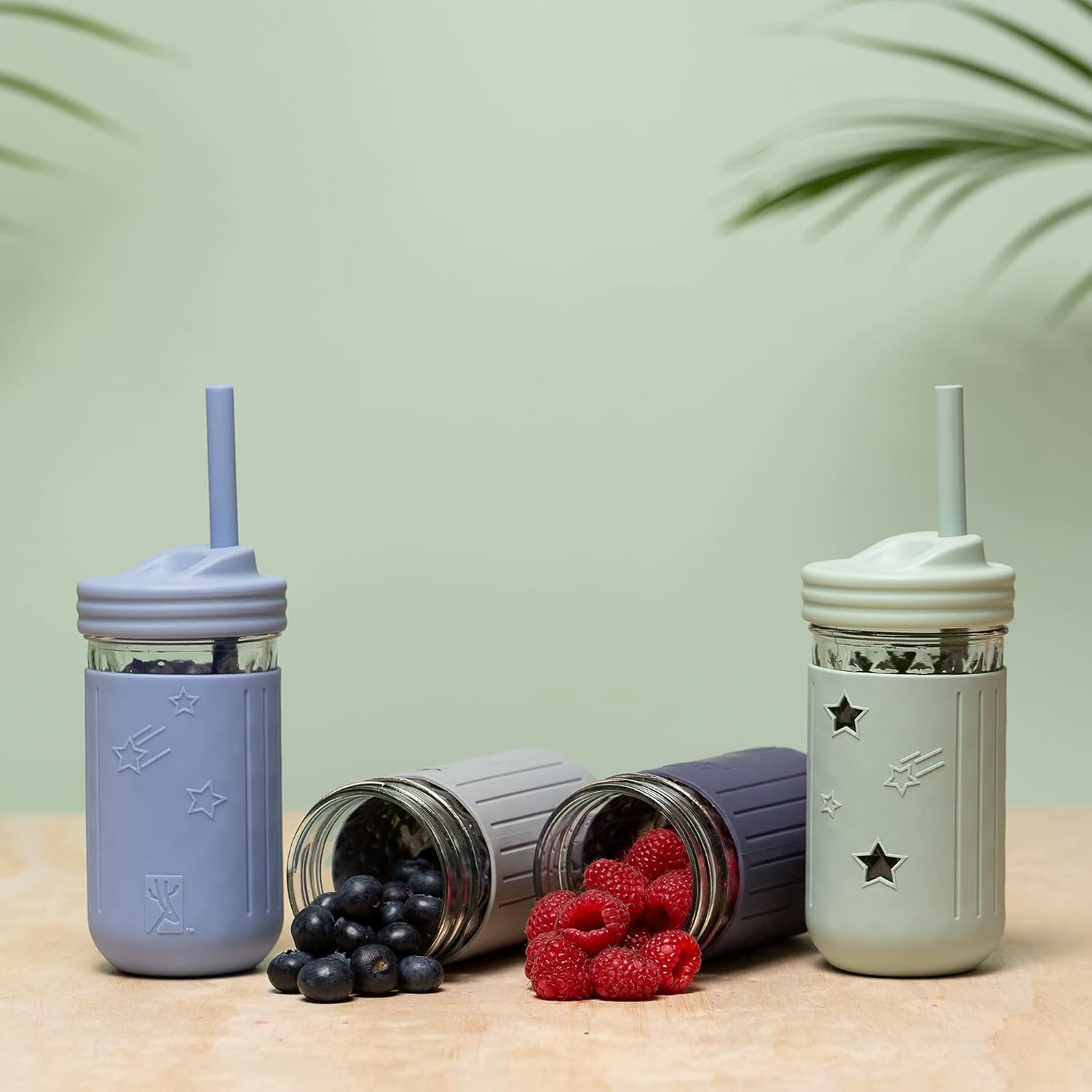 Elk and Friends Smoothie Cups For Kids & Toddler | The Original Glass Mason Jars 12 oz with Silic... | Amazon (US)