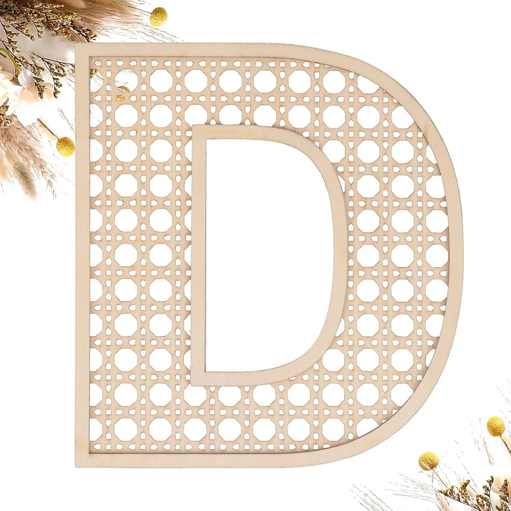 Wooden Rattan Letters 8 inch Wood Letters D for Wall Decor Crafts Boho Nursery Decor for Baby Sho... | Amazon (US)