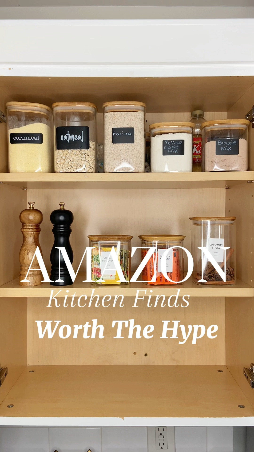 Amazon kitchen finds worth the hype!

I expandable bamboo spice tray. 
Sturdy and mold resistant.

I’ve owned these for a year now and I absolutely would recommend both. 

Glass spice jars with bamboo lids. 
Lids have a great seal keeping spices fresh. A good selection of labels are included. Labels are water resistant not oil resistant.

#LTKFindsUnder50 #LTKHome #LTKVideo