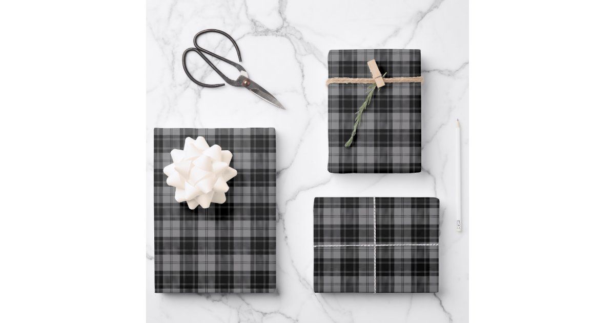 Black and Gray Clan Douglas Tartan Case-Mate iPhon Wrapping Paper Sheets | Zazzle | Zazzle