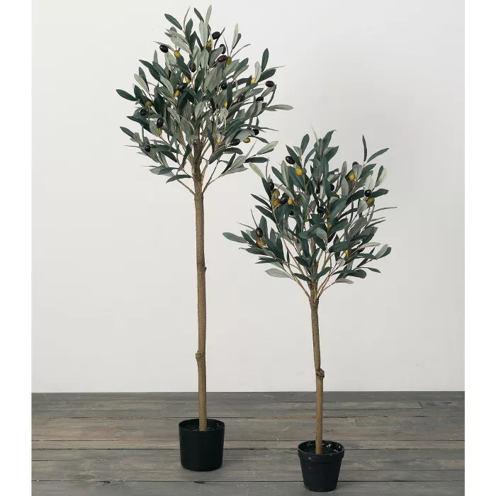Sullivans Artificial Set of 2 Olive Tree Topiares 49"H & 37"H Green | Target