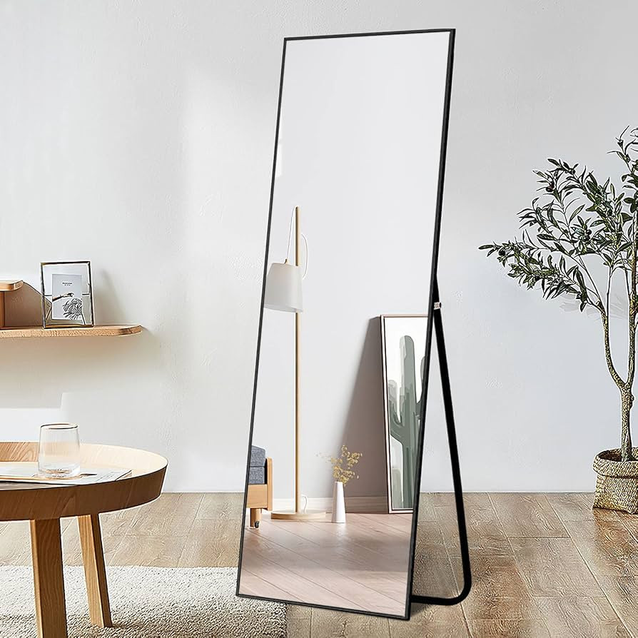 NeuType 64"x21" Full Length Mirror Floor Mirror with Standing Holder Aluminum Alloy Frame Bedroom... | Amazon (US)