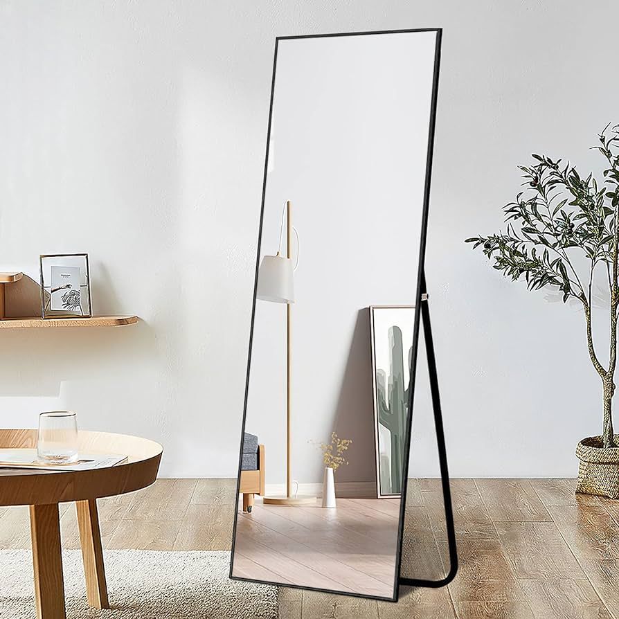 NeuType 64"x21" Full Length Mirror Floor Mirror with Standing Holder Aluminum Alloy Frame Bedroom... | Amazon (US)