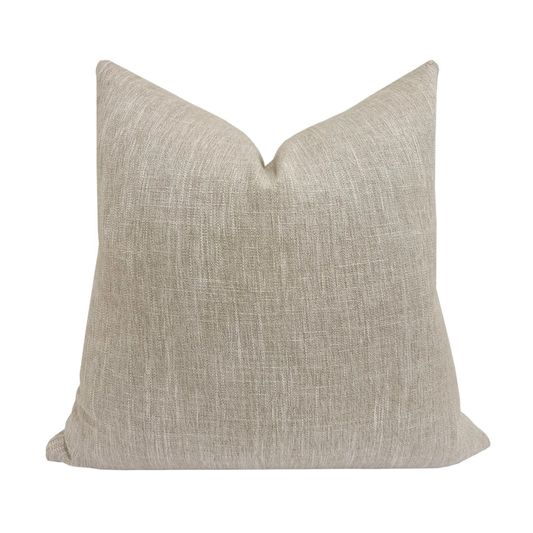 THEO || Oatmeal Textured Pillow Cover, Textured Pillow Cover, Solid Pillow, Beige Pillow, Double ... | Etsy (US)