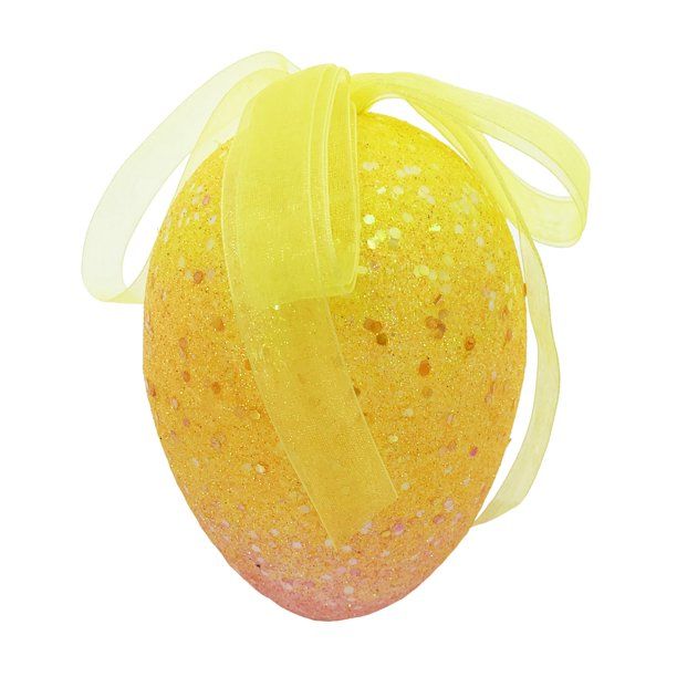 Way to Celebrate Easter Ombre Yellow/Pink Glitter Polystyrene Egg 150mm Decoration - Walmart.com | Walmart (US)