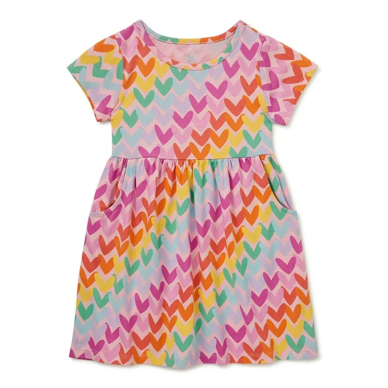 Wonder Nation Baby and Toddler Girls' Short Sleeve Play Dress, Sizes 12 Months - 5T | Walmart (US)