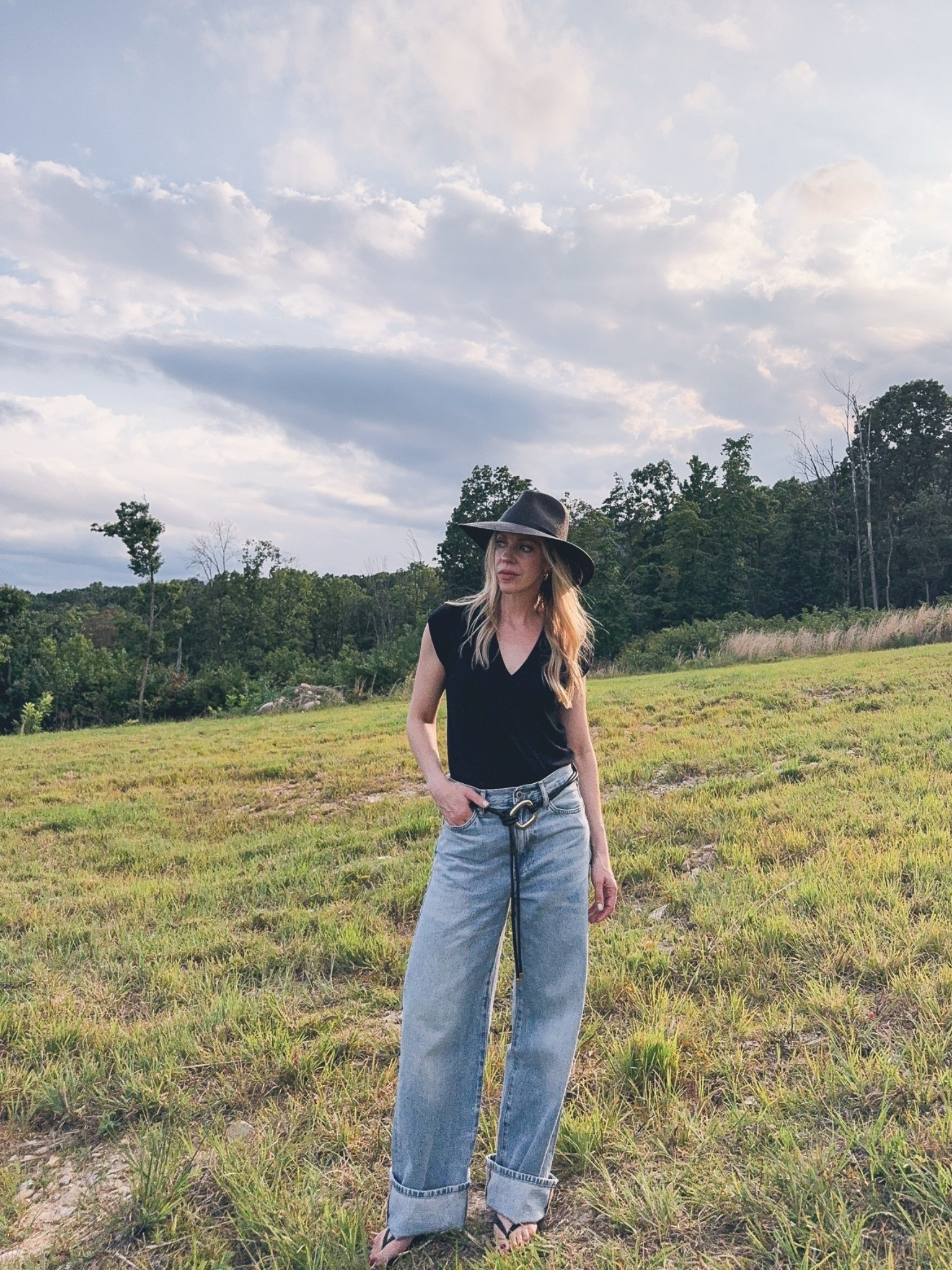 Casual summer outfit over 40, @Zara cuffed baggy jeans, @Janessa Leone straw hat, country concert

#LTKOver40 #LTKSeasonal #LTKSaleAlert