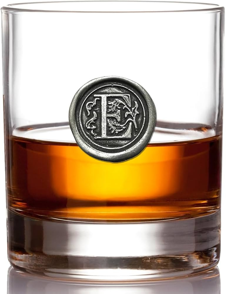 English Pewter Company 11oz Old Fashioned Whiskey Rocks Glass With Monogram Initial - Unique Gift... | Amazon (US)