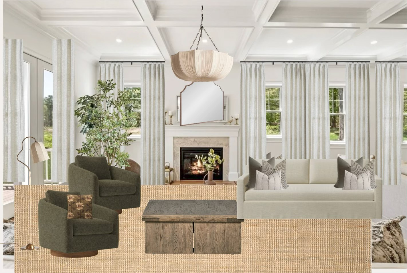 Living Room / Living Space / Home Decor / Jute Rug / Olive Green / Neutral Design / Natural Designs / Interior Design  

 #LTKHome