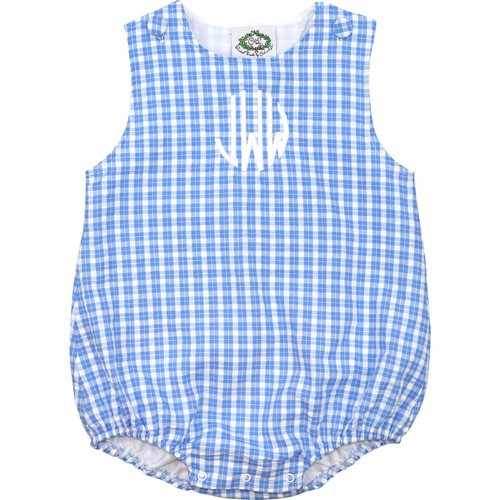 Blue Plaid Seersucker Bubble | Cecil and Lou