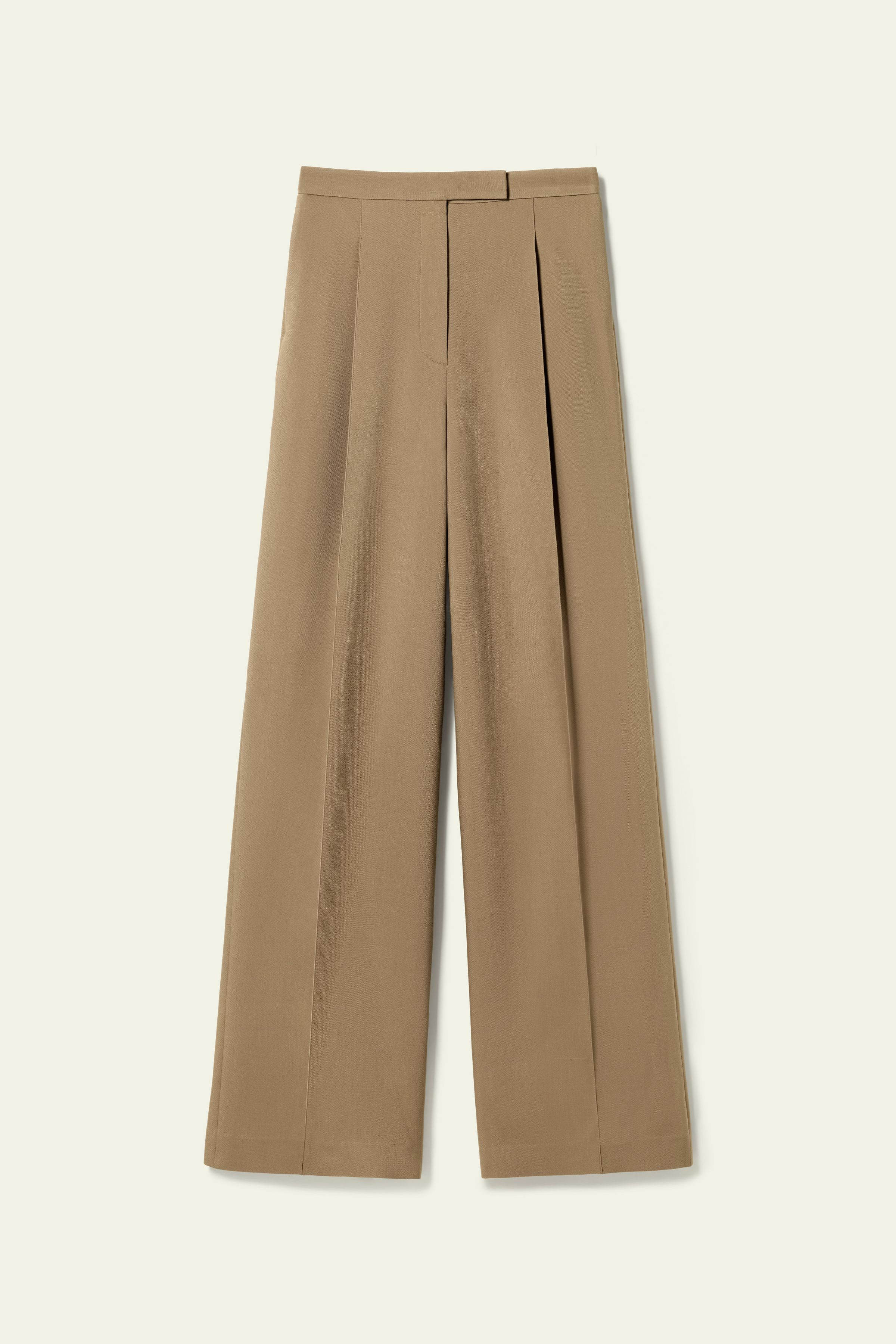 Silk-Wool Pleated Wide-Leg Trousers | LILYSILK
