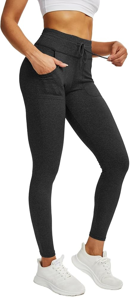 Leggings for Women High Waisted Drawstring Scrunch Butt Lifting Gym Workout Yoga Pants with 2 Poc... | Amazon (US)