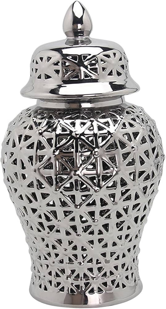 OUSIKA Tarro clásico de cerámica ahuecado de jengibre con tapa, tarro de porcelana decorativo, ... | Amazon (US)