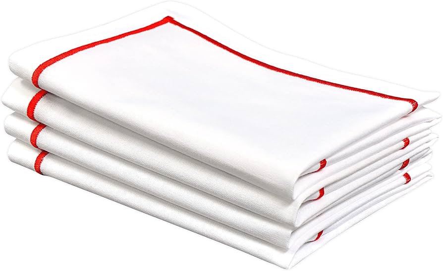 Red Cotton Napkins, White Cloth Dinner Napkins, Red Linen Napkins, Cloth Napkins Dinner Cotton Ta... | Amazon (US)