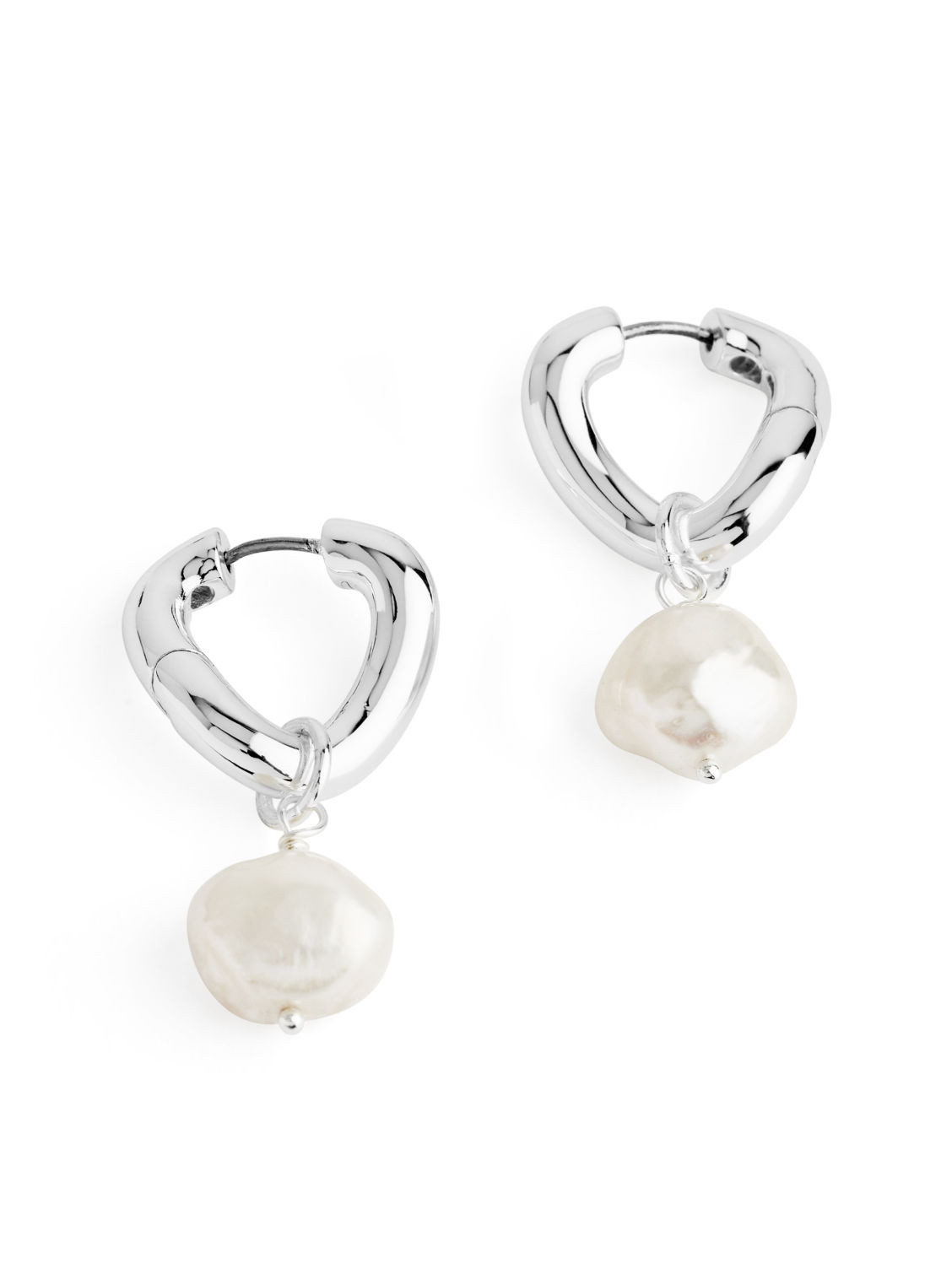 Silver-Plated Pearl Hoop Earrings - Silver | ARKET (US&UK)