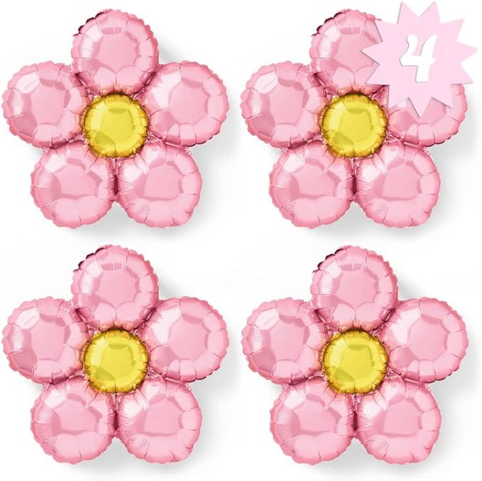 xo, Fetti Light Pink Flower Balloon Set - 4 pc | Groovy Birthday Decorations, Bachelorette, 70s P... | Amazon (US)