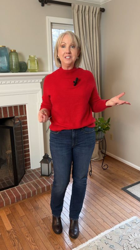 Classic winter outfit for working from home or getting out and about. I’m wearing an 8 in the jeans. I have a medium in the sweater and the boots are TTS  

#LTKover40 #LTKstyletip #LTKmidsize