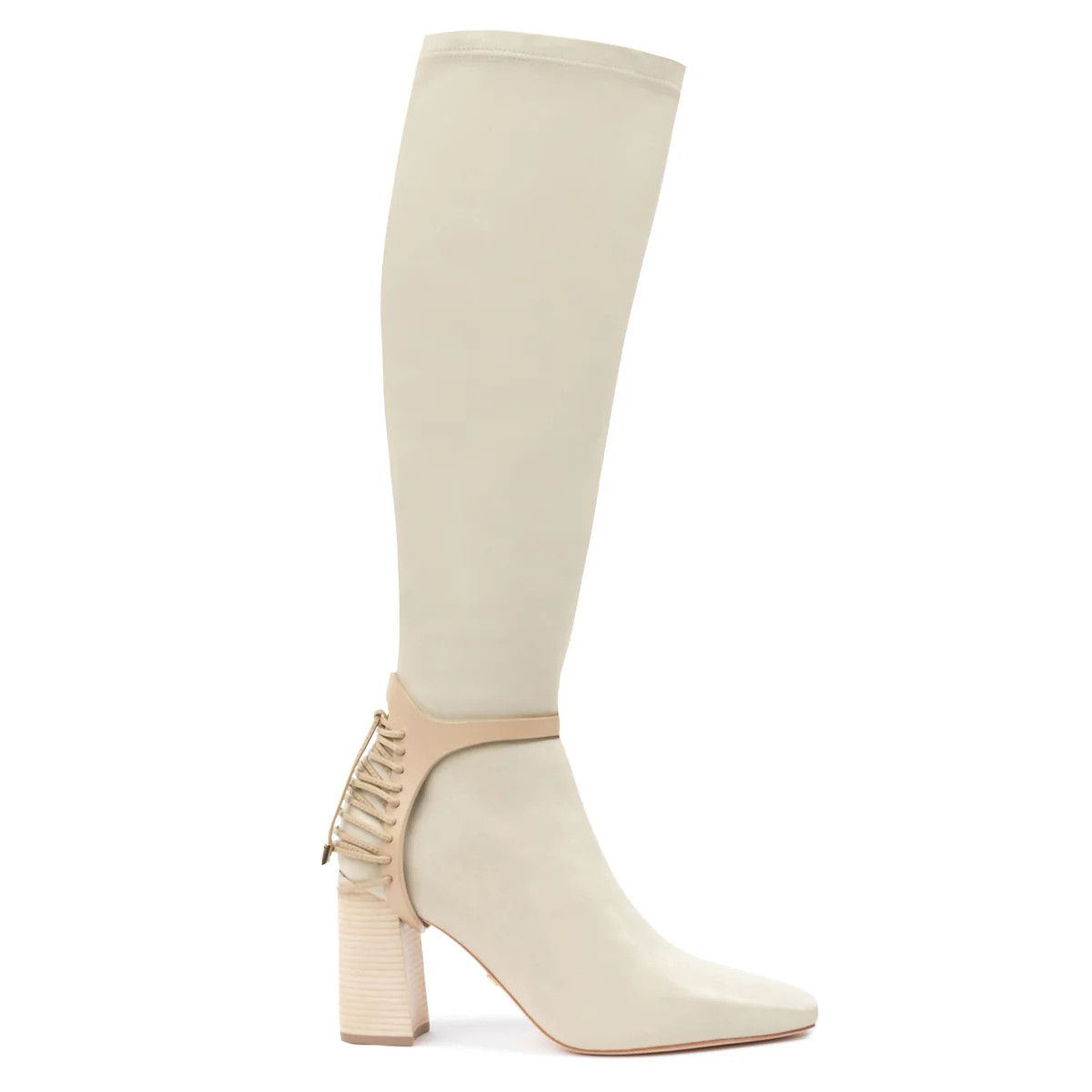 Nela Tall Over The Knee Boot in Cream White | DANIELLA SHEVEL, LLC