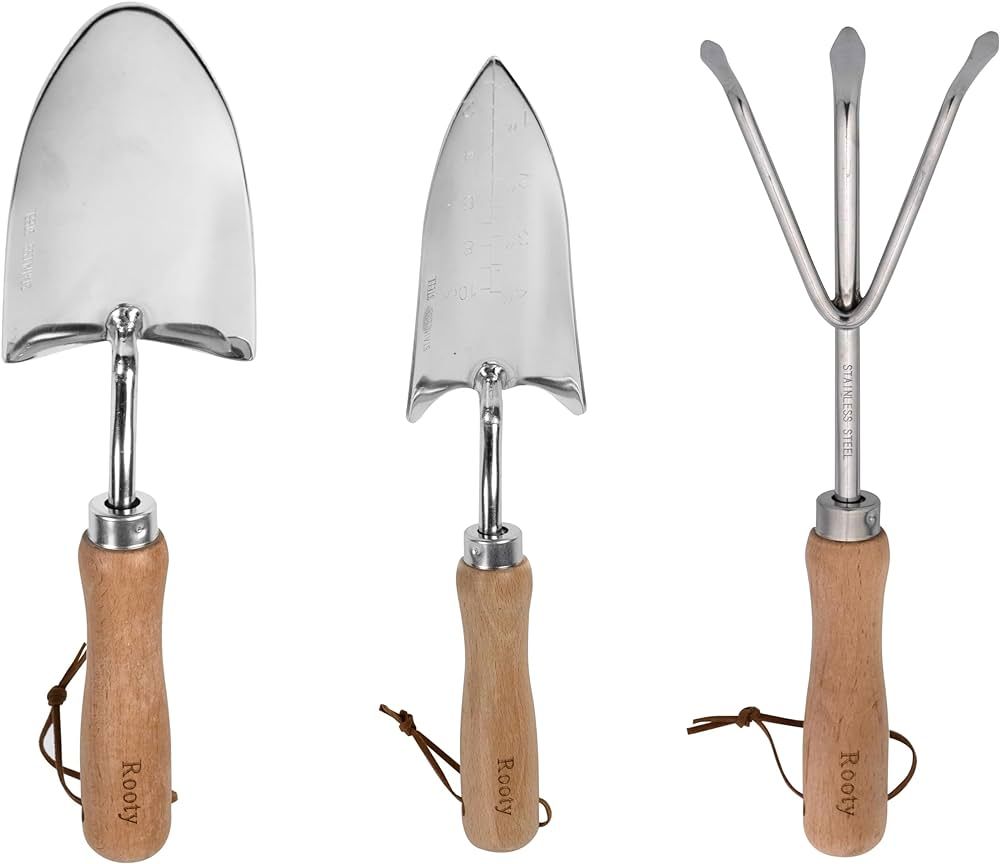 Garden Tool Set 3 Pieces Stainless Steel Heavy Duty Gardening Kit Includes 2 Sizes of Hand Trowel... | Amazon (US)