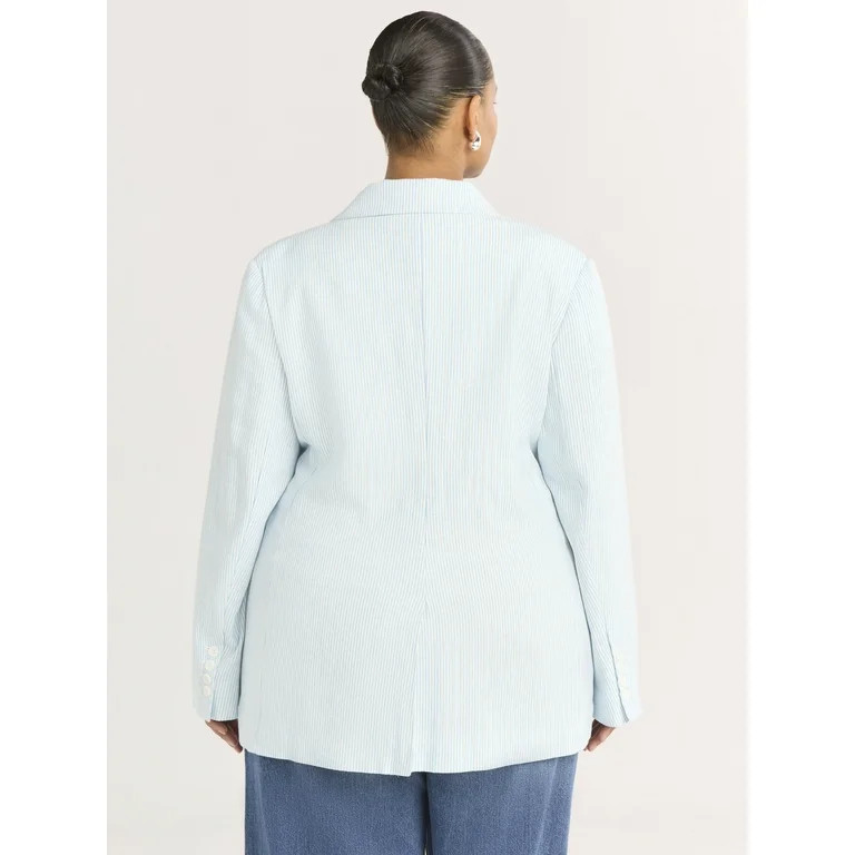 Scoop Women's and Women's Plus Ultimate One Button Linen Blend Blazer, Sizes XS-4X | Walmart (US)