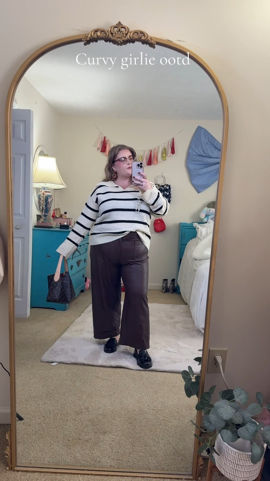 Cozy elevated casual plus size OOTD • classic prints and elevated neutrals make this curvy look feel timeless and chic • I love styling my faux leather pants for an elevated casual outfit!

#LTKMidsize #LTKPlusSize #LTKootd