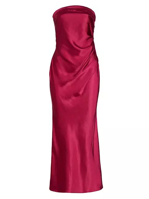 Hollywood Draped Satin Midi-Dress | Saks Fifth Avenue