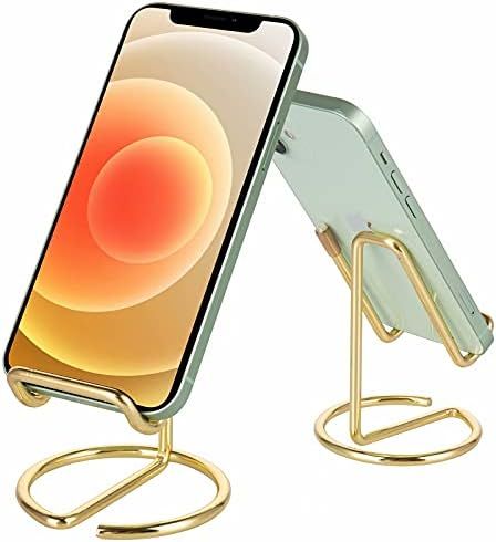 RXU Cell Phone Stand for Desk,Cute Metal Gold Cell Phone Stand Holder Desk Accessories,Compatible... | Amazon (US)