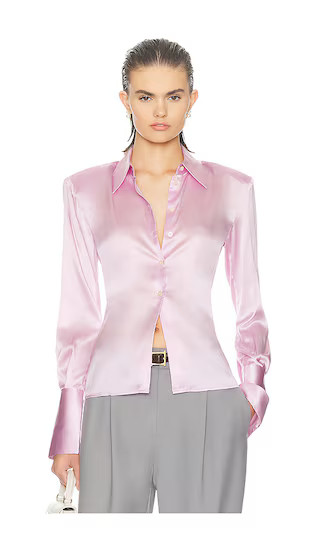 The Silk Charmeuse Shirt in Cherry Blossom | Revolve Clothing (Global)
