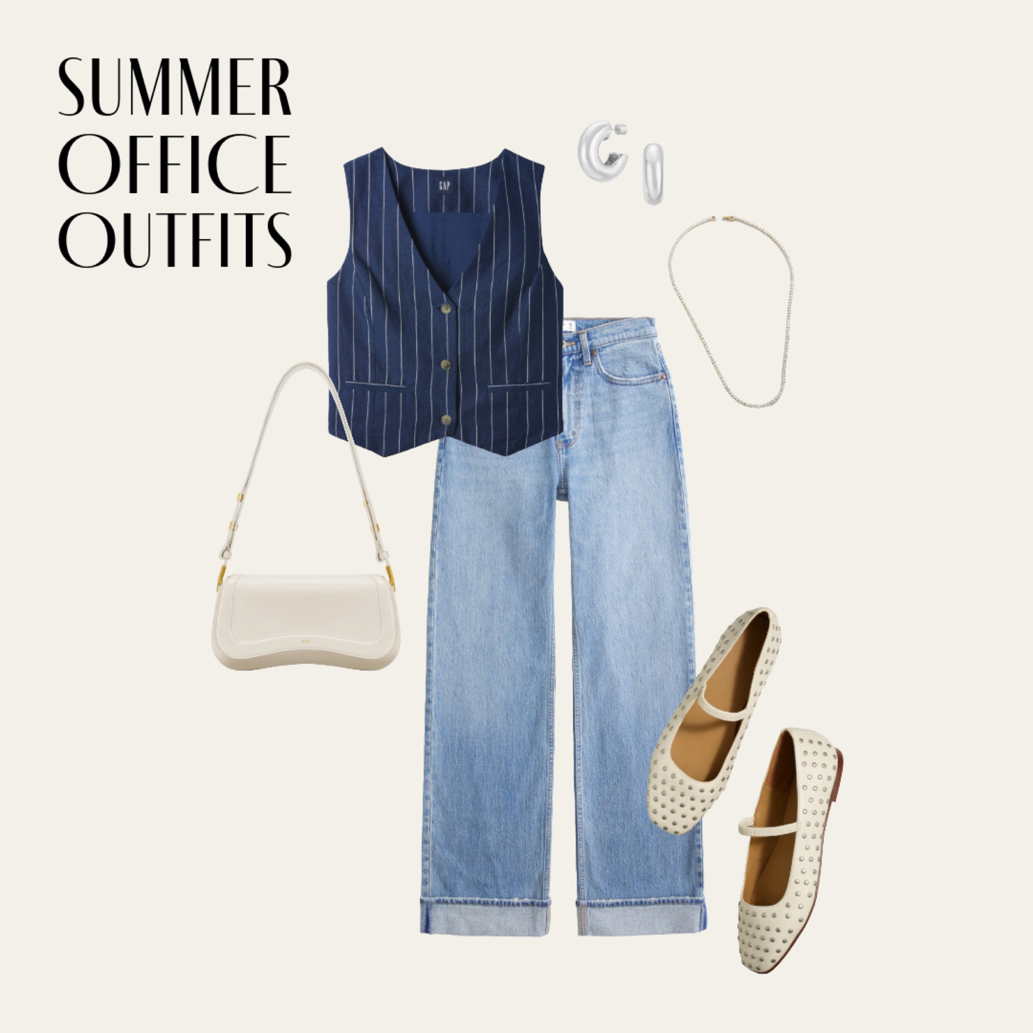 summer workwear - office outfit - linen vest - business casual - ballet flat