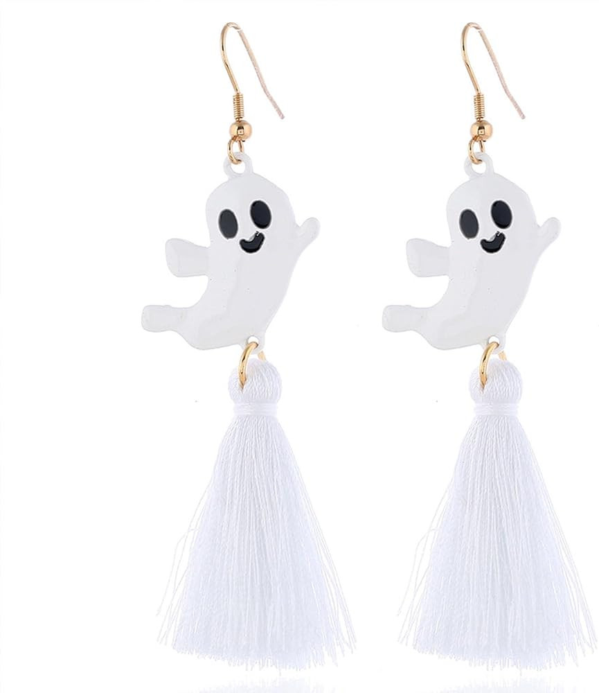 Halloween Ghost Earrings Black Bat Earrings Ghost Dangle Tassel Earrings for Women Halloween Cosp... | Amazon (US)