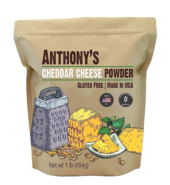 Anthony's Premium Cheddar Cheese Powder, 1 lb, Batch Tested and Verified Gluten Free, No Artifici... | Amazon (US)