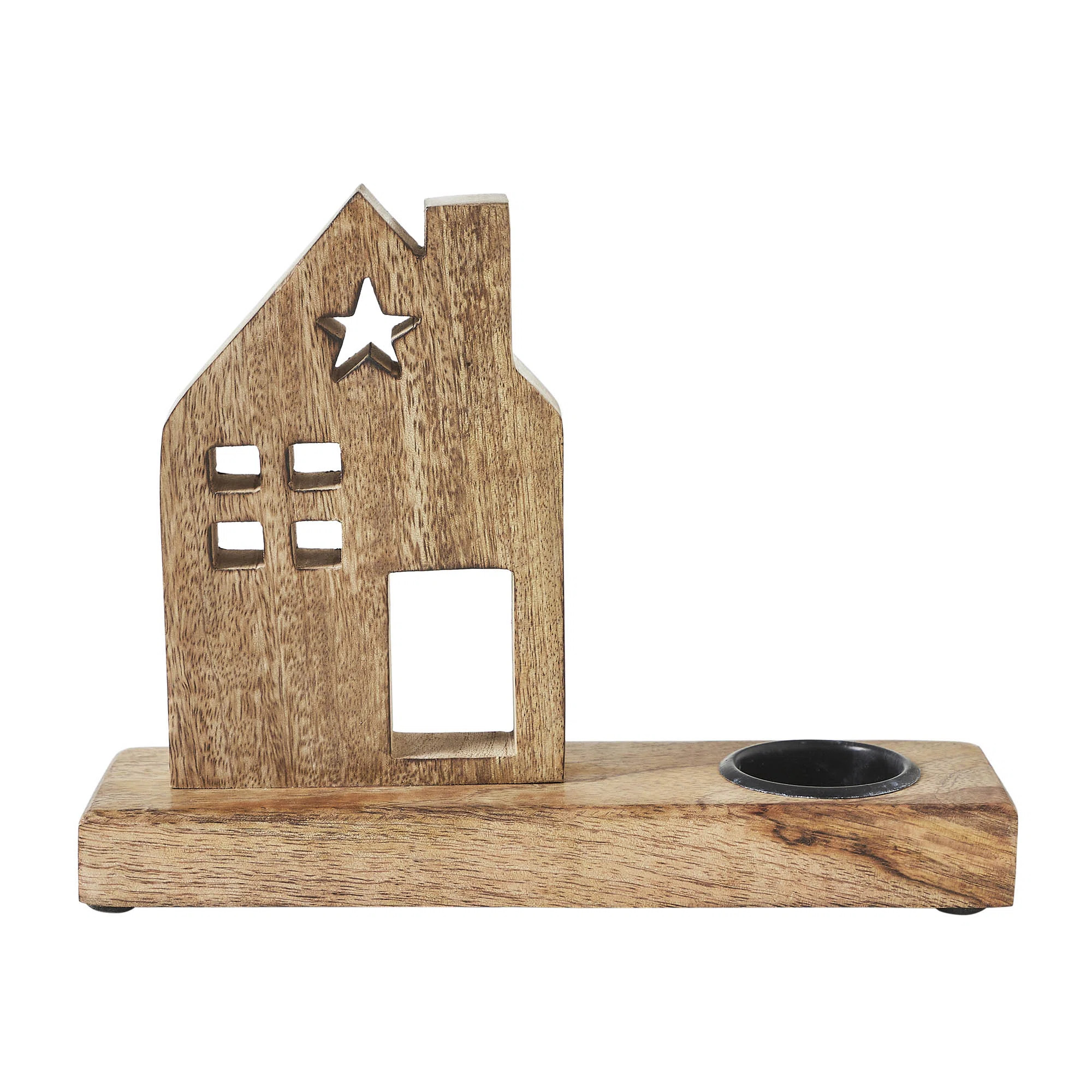 Rosalind Wheeler Tealight Holder Wooden Saltbox House w/ Star Natural | Wayfair | Wayfair North America