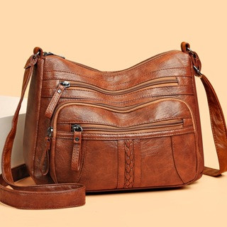 Bolsas De Ombro Feminins Retro Espaçosa De Couro PU Macio Multipla Divisória | Shopee (BR)