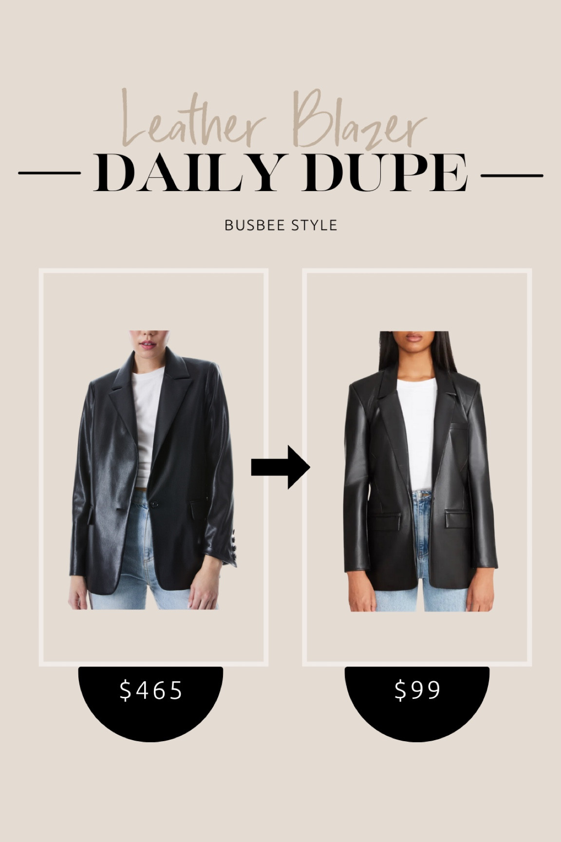 An amazing dupe for my super chic and on-trend Alice & Olivia vegan leather blazer! 

~Erin xo 

#LTKstyletip #LTKunder100 #LTKworkwear