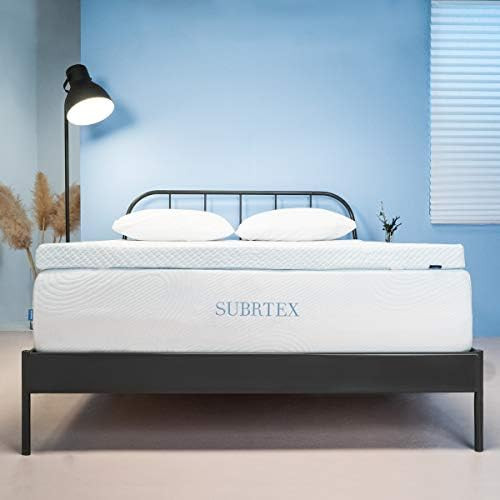 subrtex 4 Inch Gel-Infused Memory Foam Bed Mattress Topper High Density Cooling Pad Removable Fit... | Amazon (US)