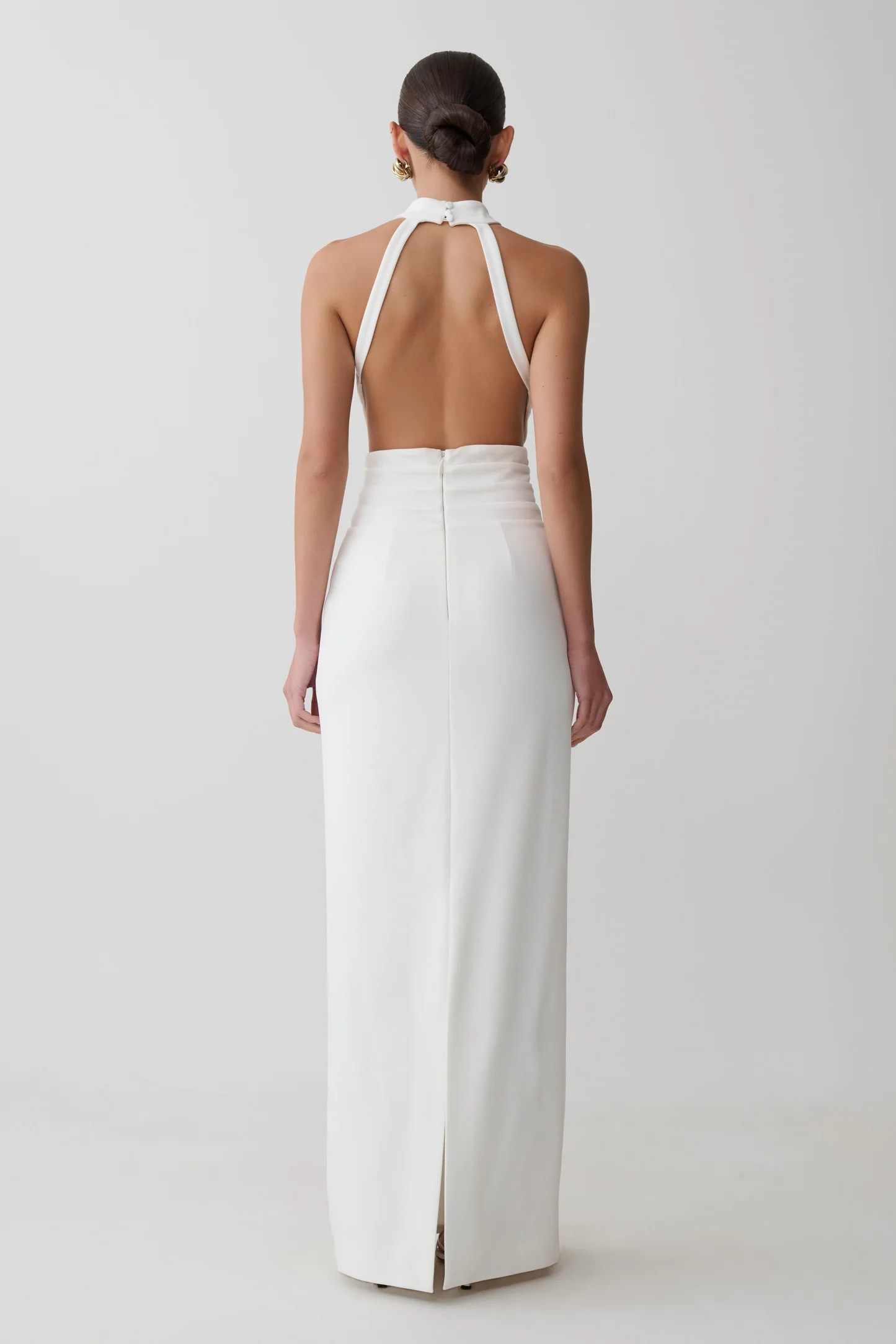 Stretch Crepe Maxi Dress - White | MESHKI US