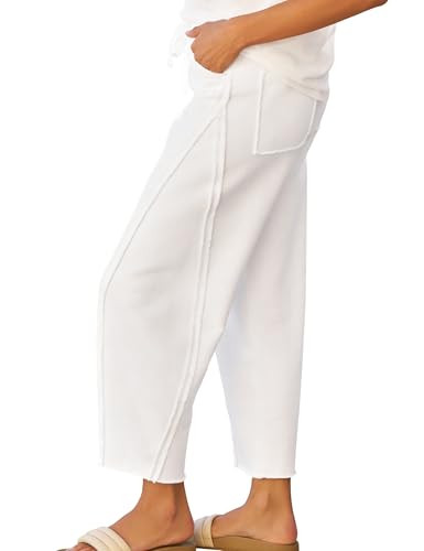 Womens Baggy Barrel Sweatpants Loose Cropped Side Seam Lounge Pants | Amazon (US)
