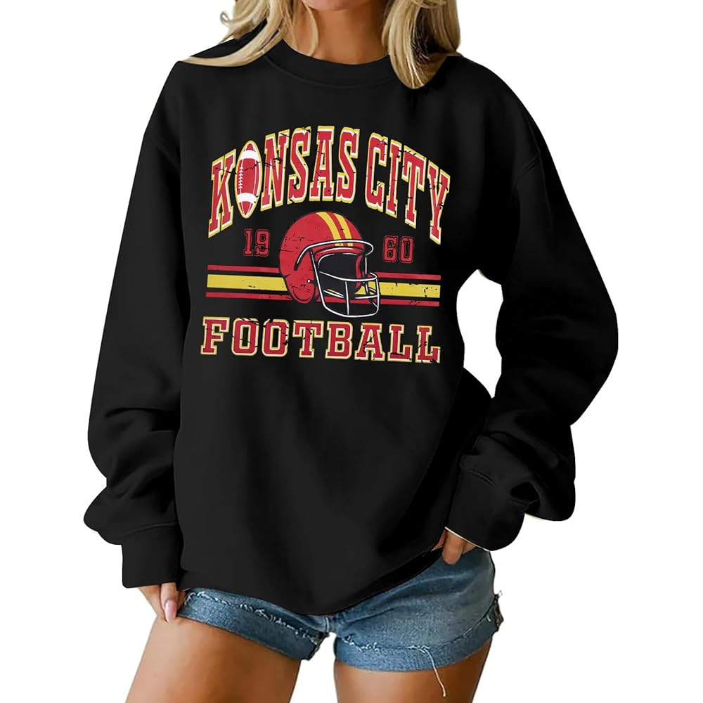 MOUSYA Football Season Sweatshirt Women Game Day Sweatshirt Sunday Funday Pullover Tops | Amazon (US)