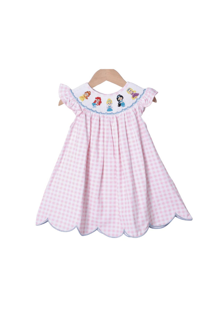 Smocked Princess Pink Gingham Dress | The Smocked Flamingo