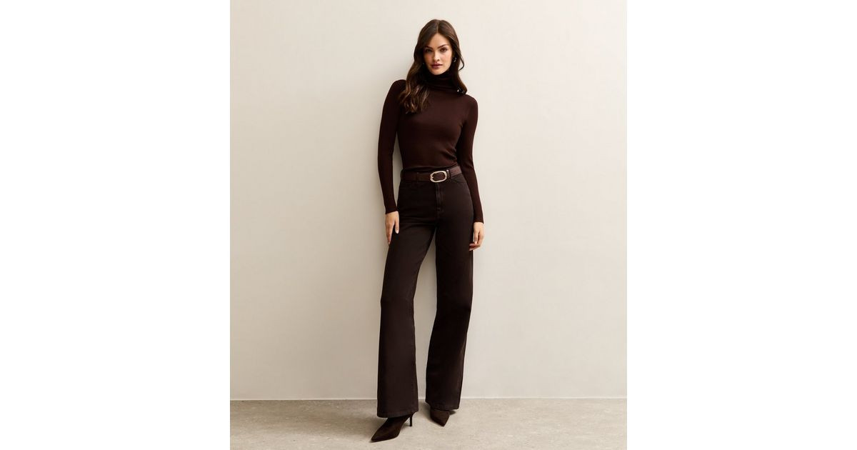 Tall Dark Brown High Waist Adalae Wide Leg Jeans | New Look | New Look (UK)