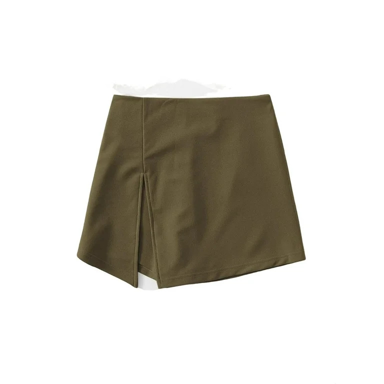 Casual Skort Army Green Plus Size Shorts (Women's) | Walmart (US)