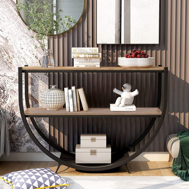 MELLCOM Rustic Style Console Table, 2 Tier Country Style Sofa Table for Entryway, Brown | Walmart (US)